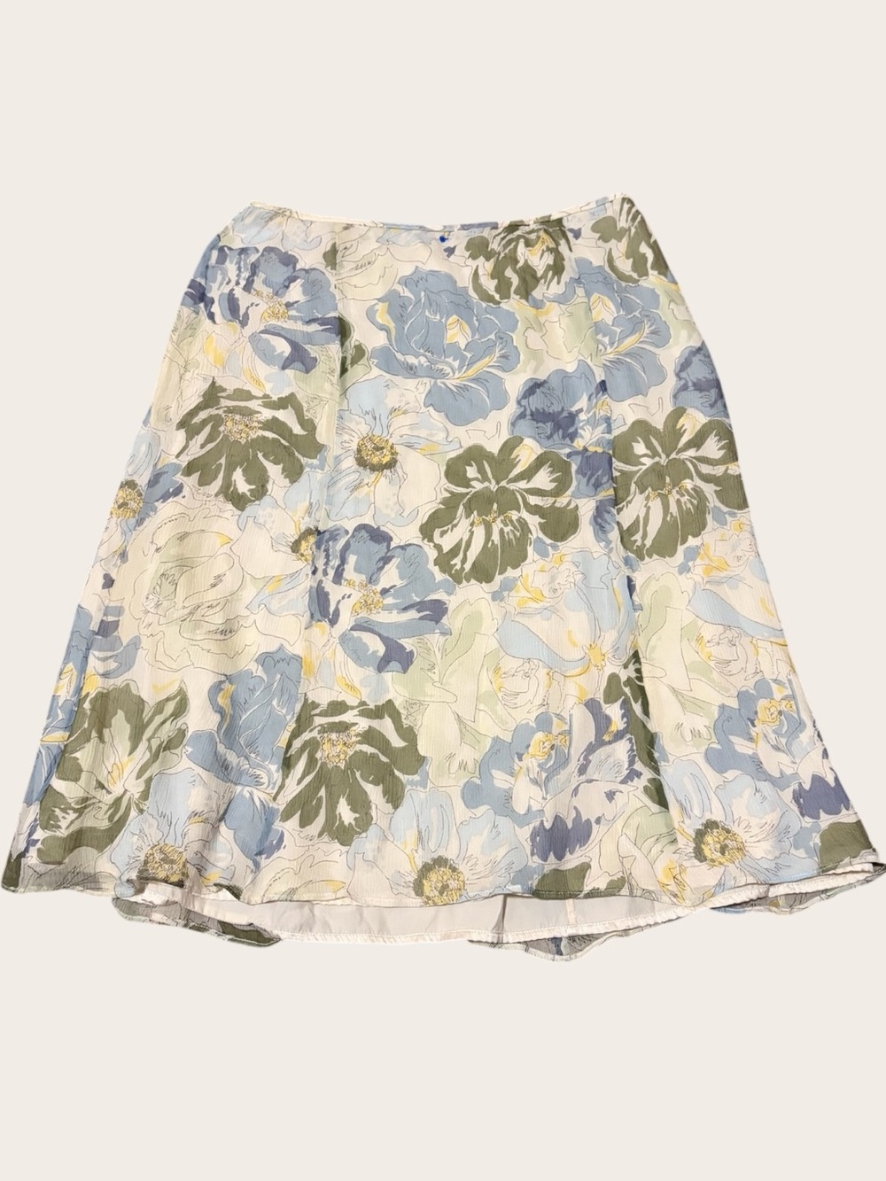 Talbots Petites 100% Silk Floral Skirt Women’s 6 Blue Green A Line
